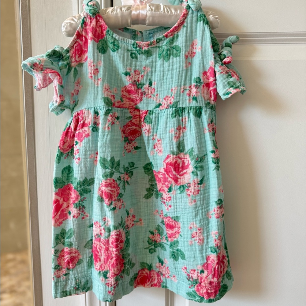 Mud Pie Floral Kids Dress - Pink and Green